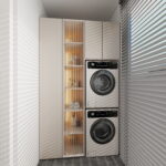 LG WashTower stacked washer dryer in a modern Toronto condo laundry closet