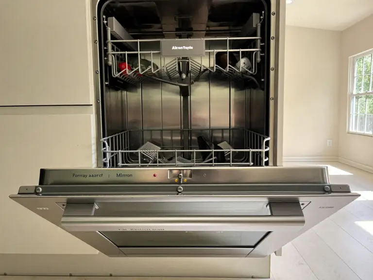 A built-in stainless-steel dishwasher with the door open in a Toronto kitchen