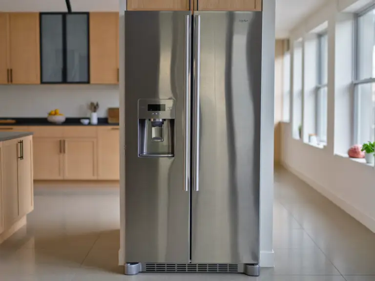 A stainless-steel French-door refrigerator in a bright Toronto kitchen